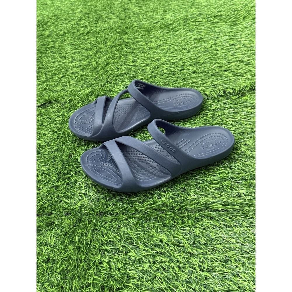 Crocs Kadee II Strappy Sandals Slides Slip on Navy Blue Women's 5